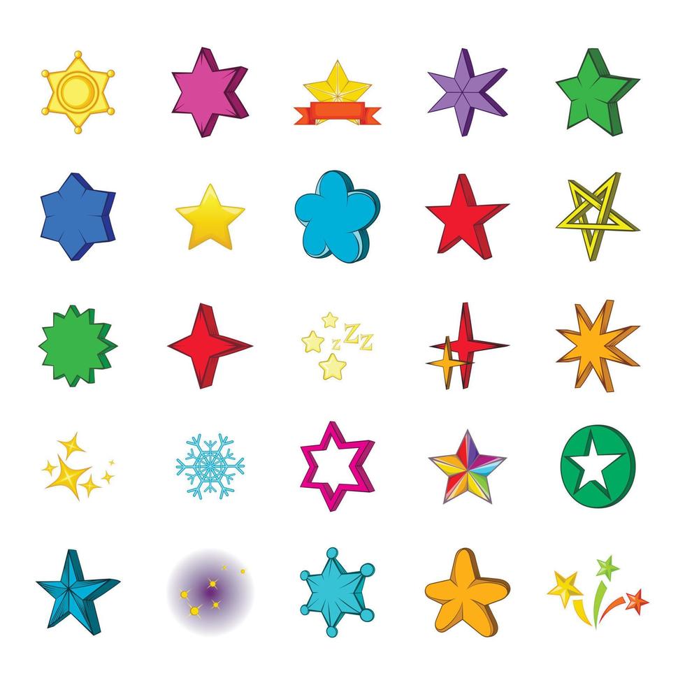 Star icon set, cartoon style vector