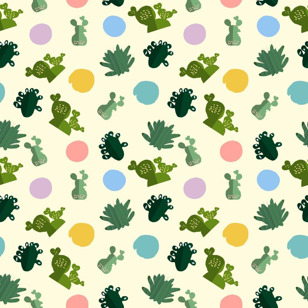 Cute kids seamless pattern with cactus,  moon,  sun, in cartoon style. Editable vector illustration. Summer seamless pattern with cacti.