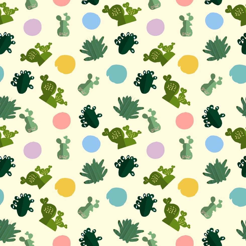 Cute kids seamless pattern with cactus,  moon,  sun, in cartoon style. Editable vector illustration. Summer seamless pattern with cacti.