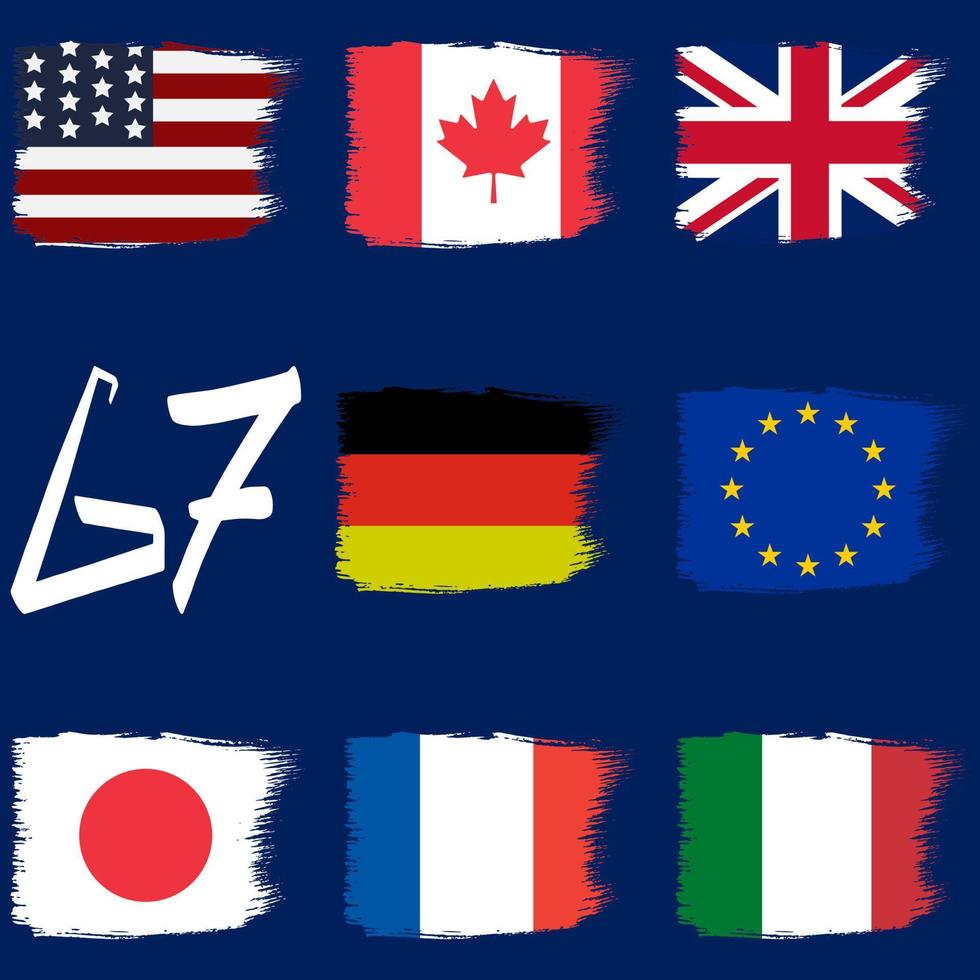 G7 Countries flags.Flags of member countries G7. Vector illustration.