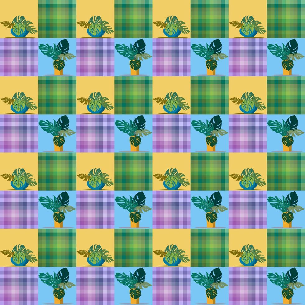 The pattern of 60th, 70th. Vintage colors. Flowers in a vase. vector