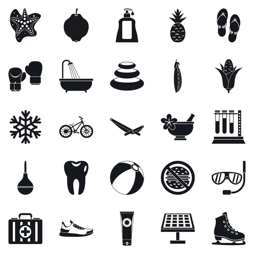 conjunto de iconos de vacaciones tropicales, estilo simple vector