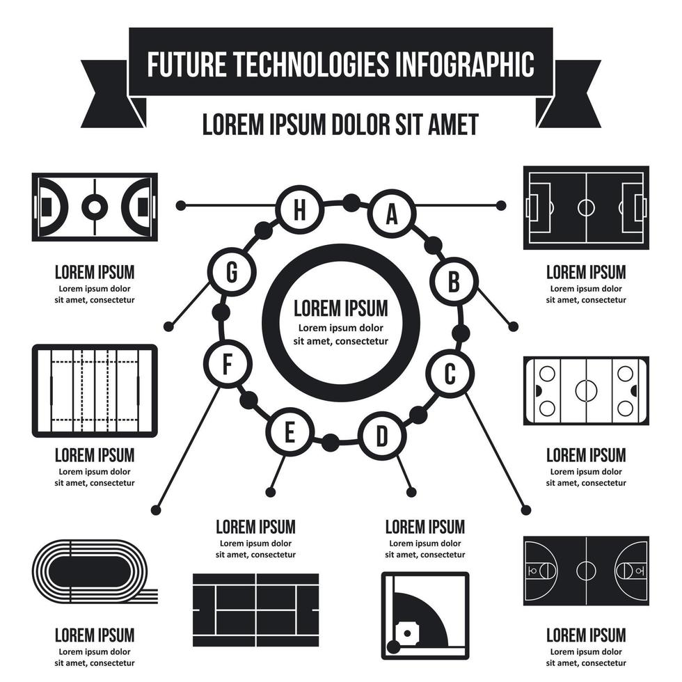 Stadium infographic concept, simple style vector