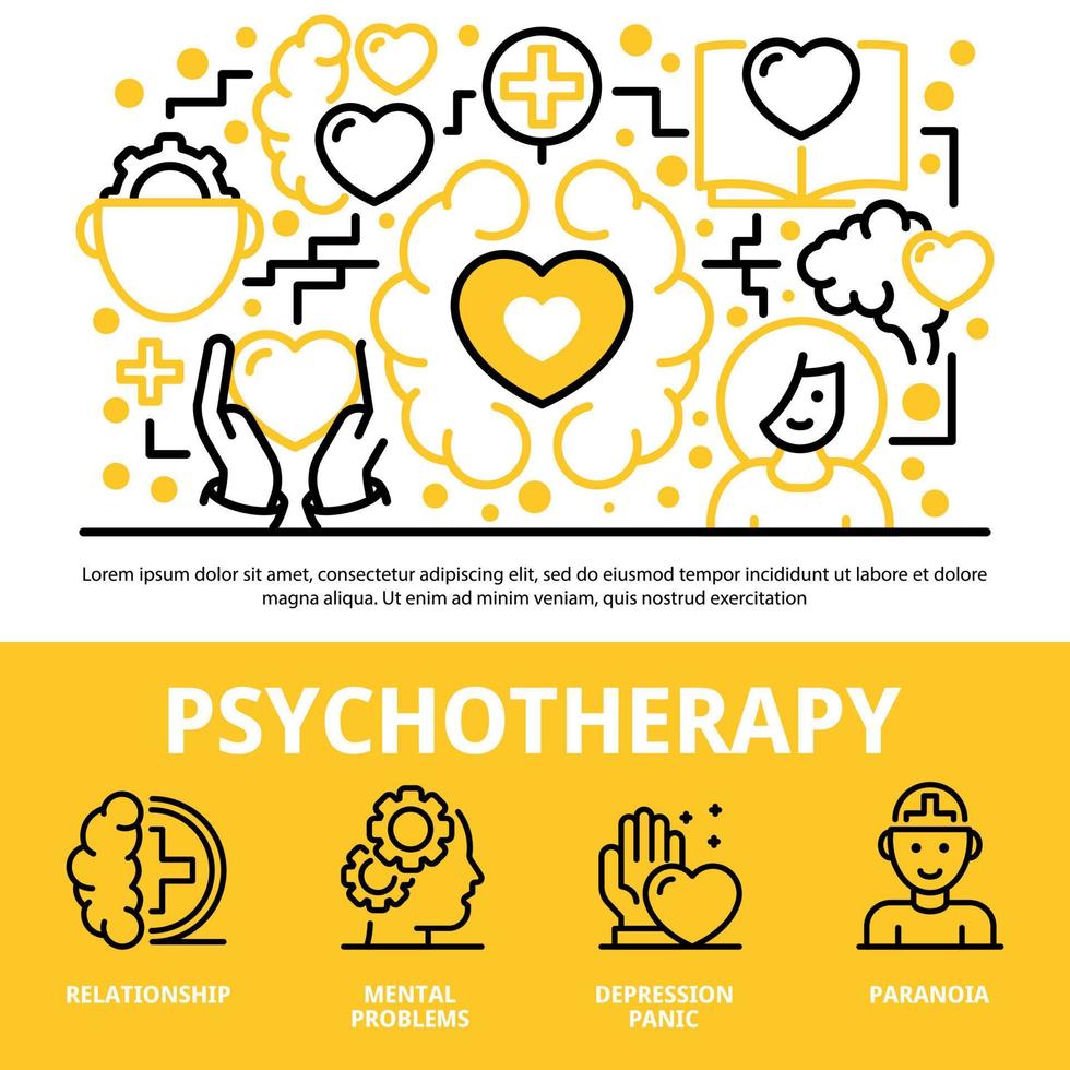 Psychotherapy concept background, outline style vector