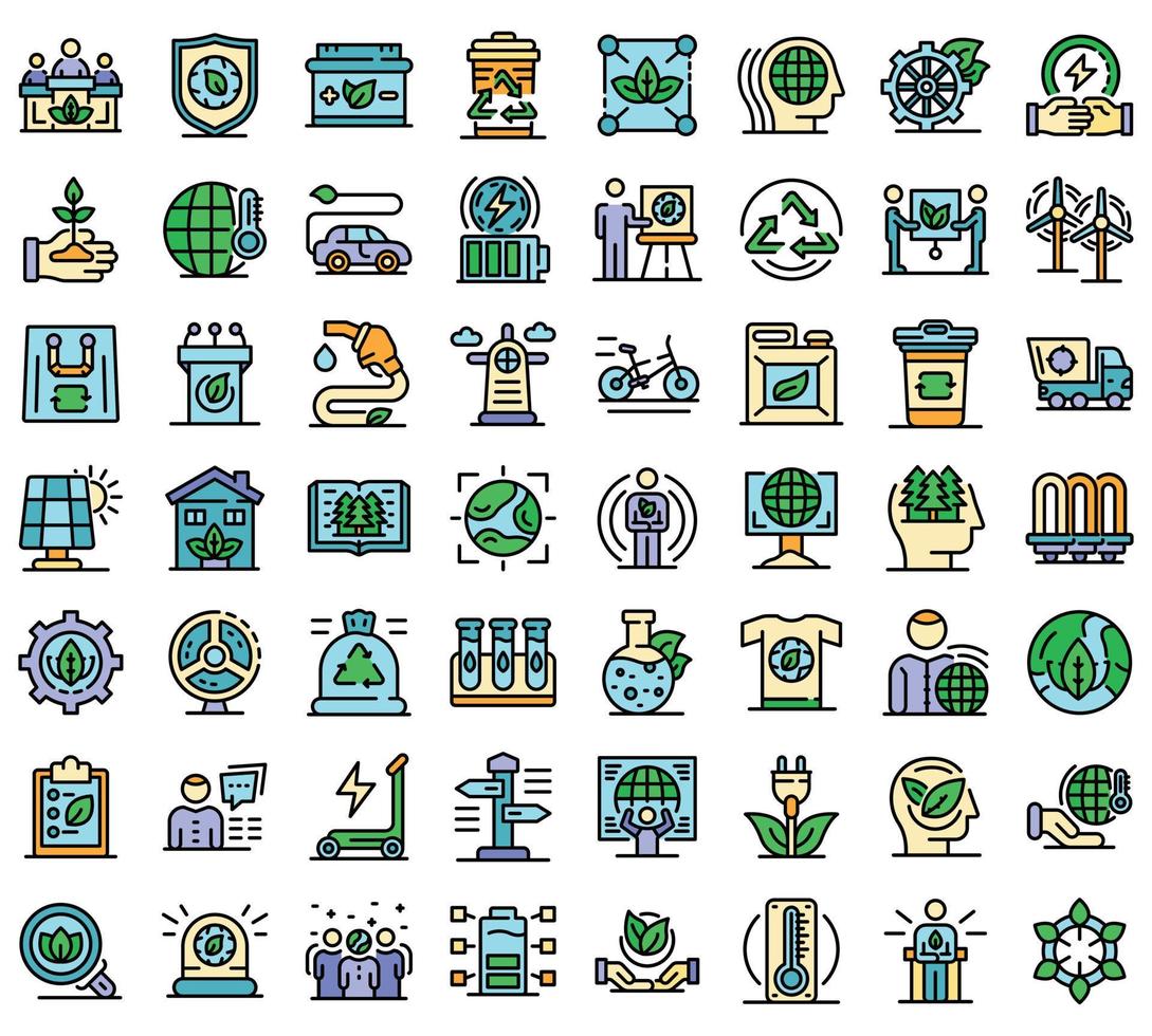 Ecologist icons set line color vector