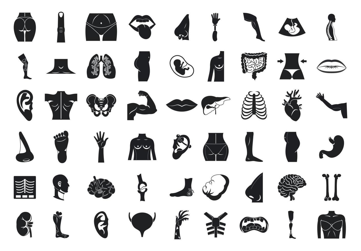 conjunto de iconos de cuerpo humano, estilo simple vector