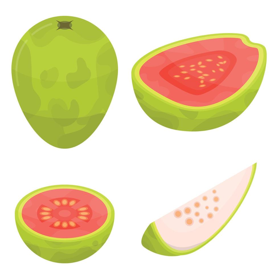 conjunto de iconos de guayaba, estilo isométrico vector