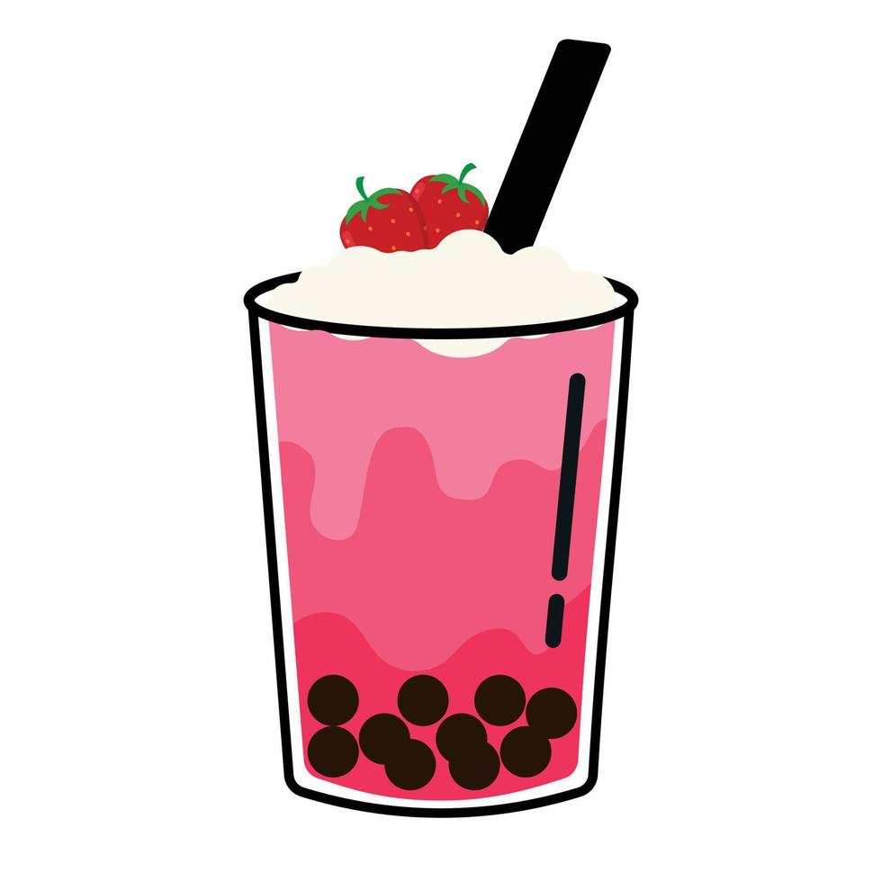 Animation Strawberry Ice Milk Shake Vector Illustration Image