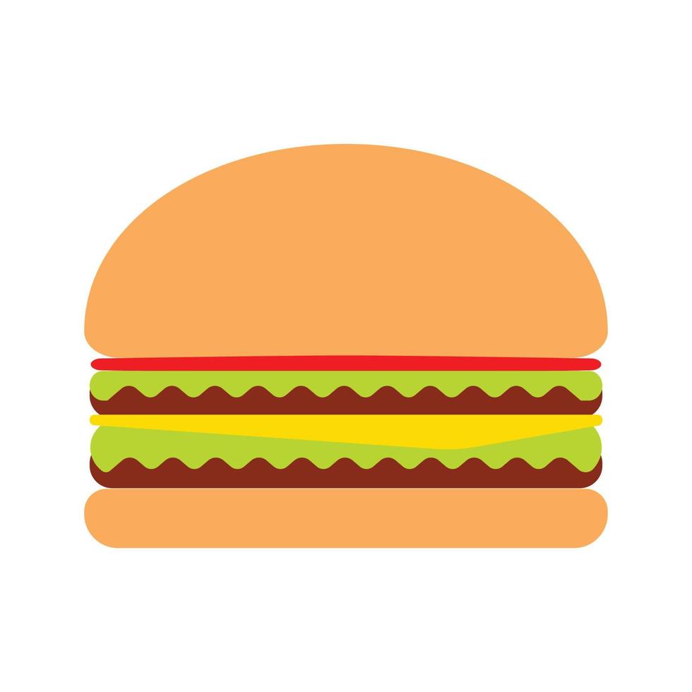 flat simple burger icon clipart cartoon vector