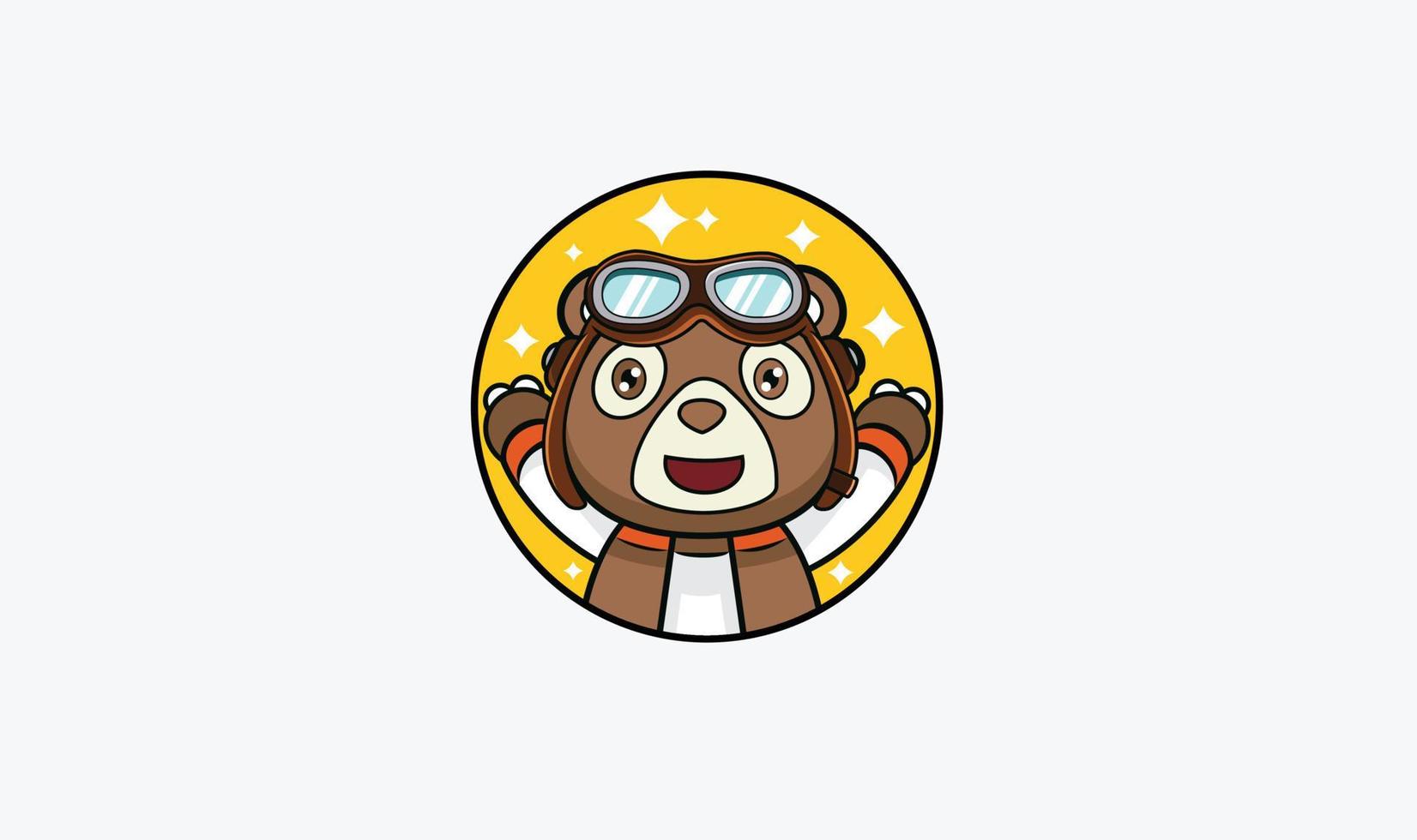 Pilot Bear Mascot Design vector