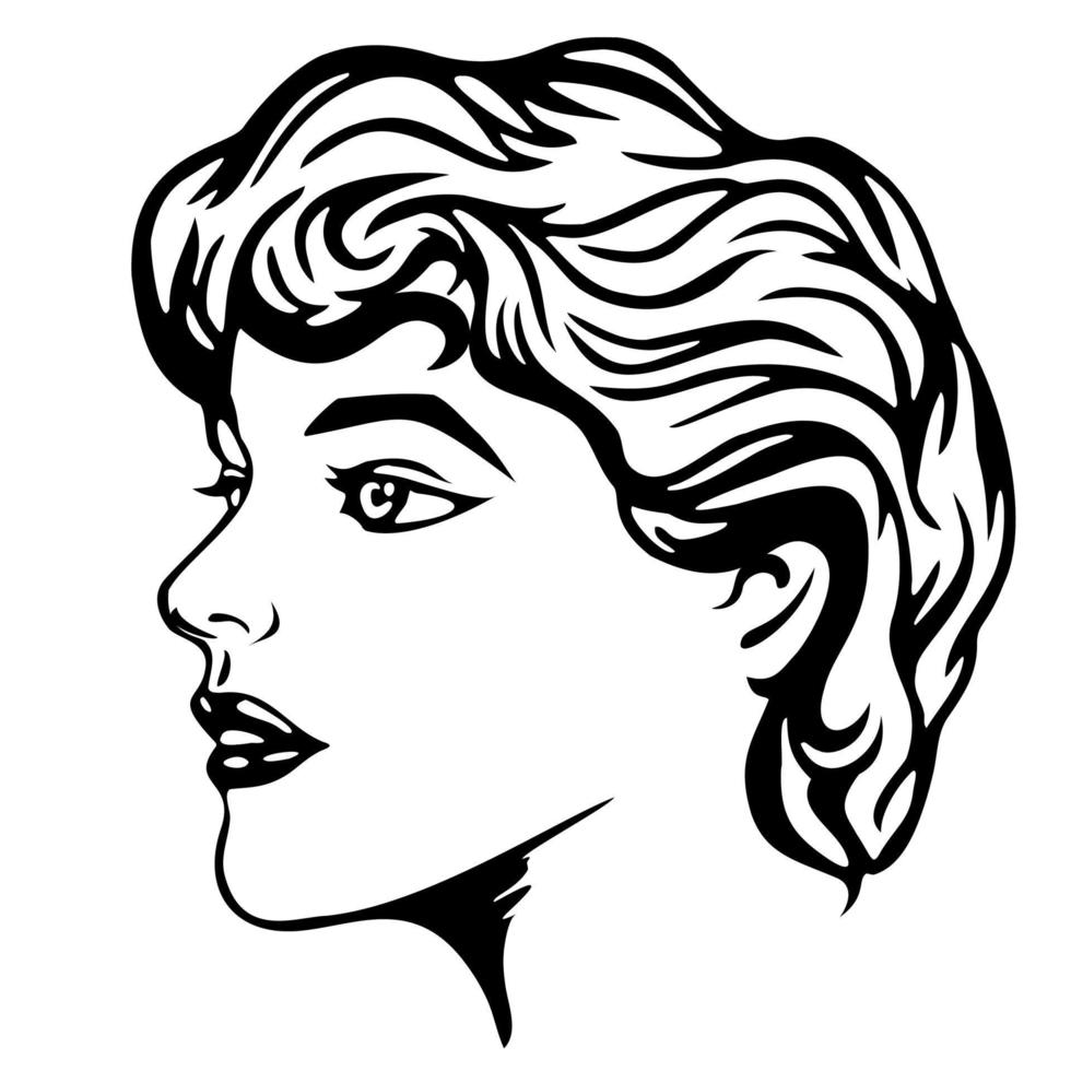 Stylized profile of a girl striving forward. vector