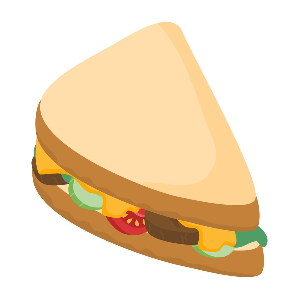 Grilled cheese and tomato sandwich vector