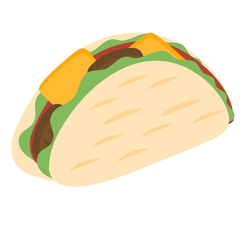 tacos, garabato, ilustración vector