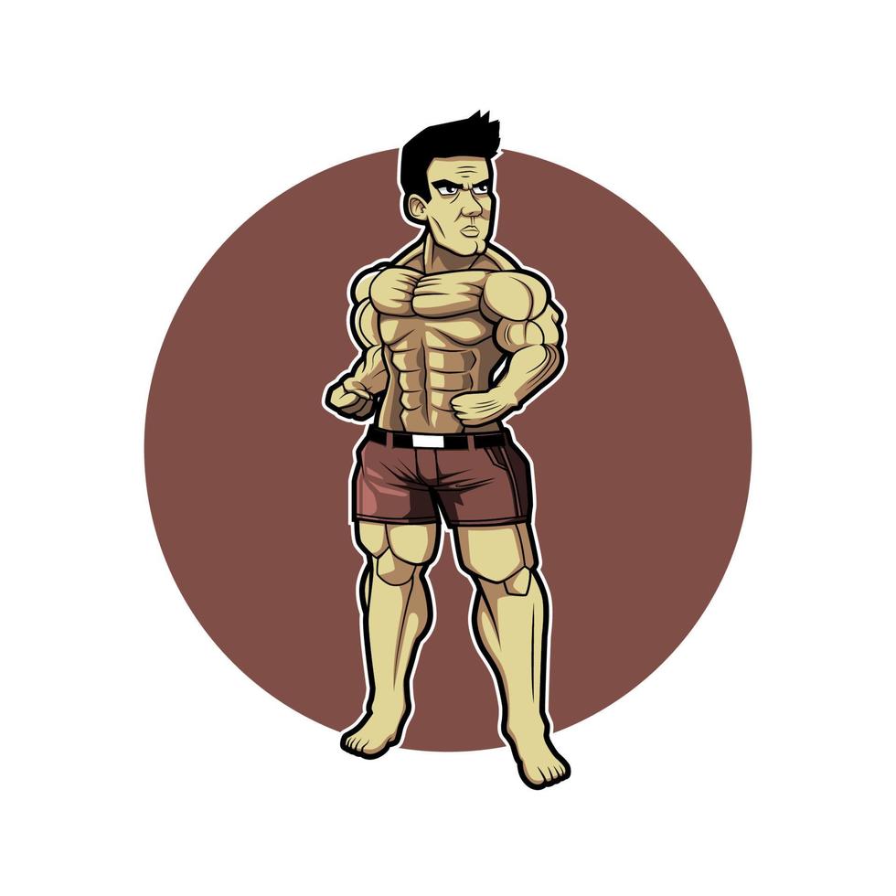 diseño de ilustración de vector de hombre musculoso