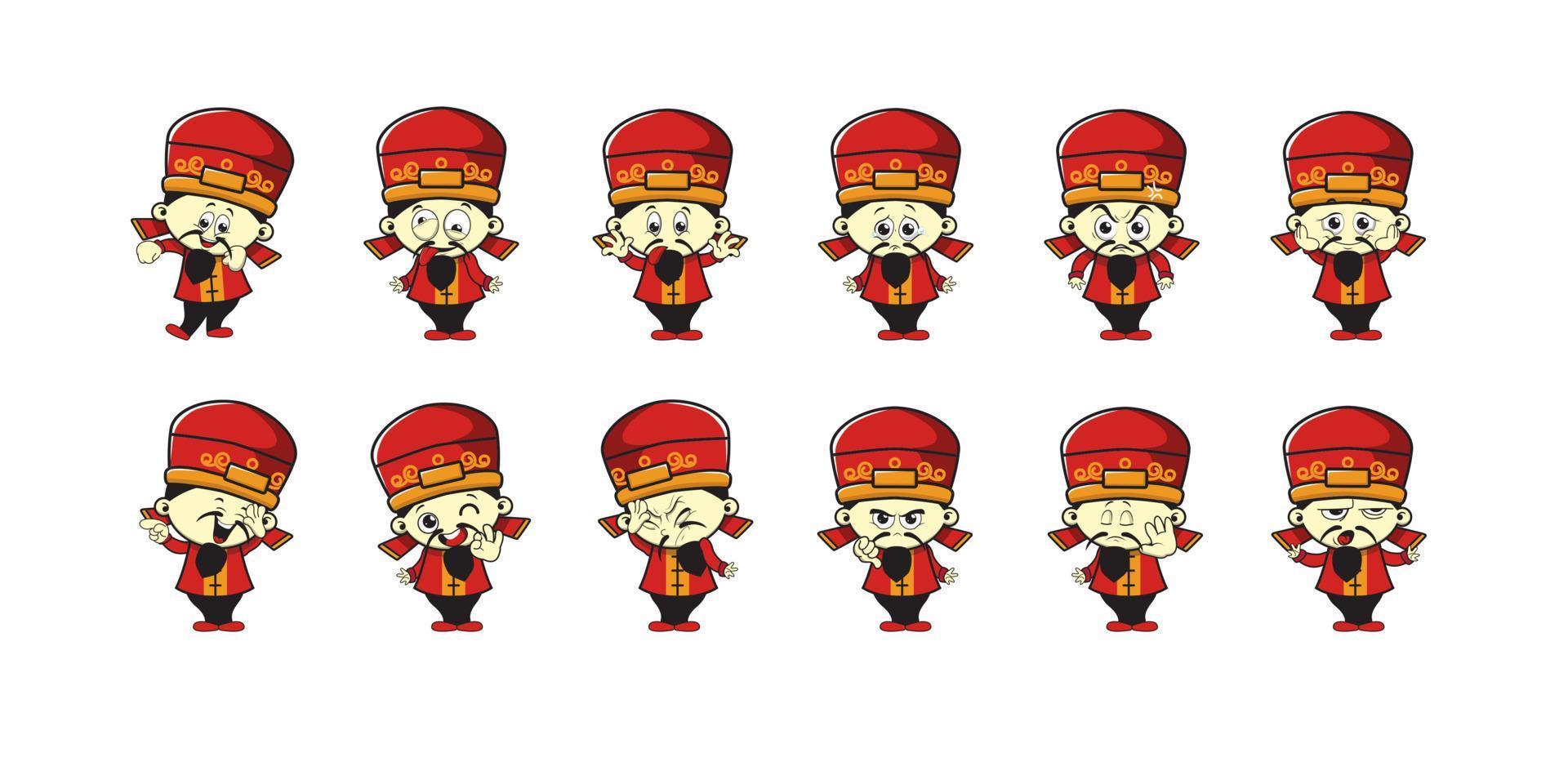 chinese men cute emoticon vector illustration design