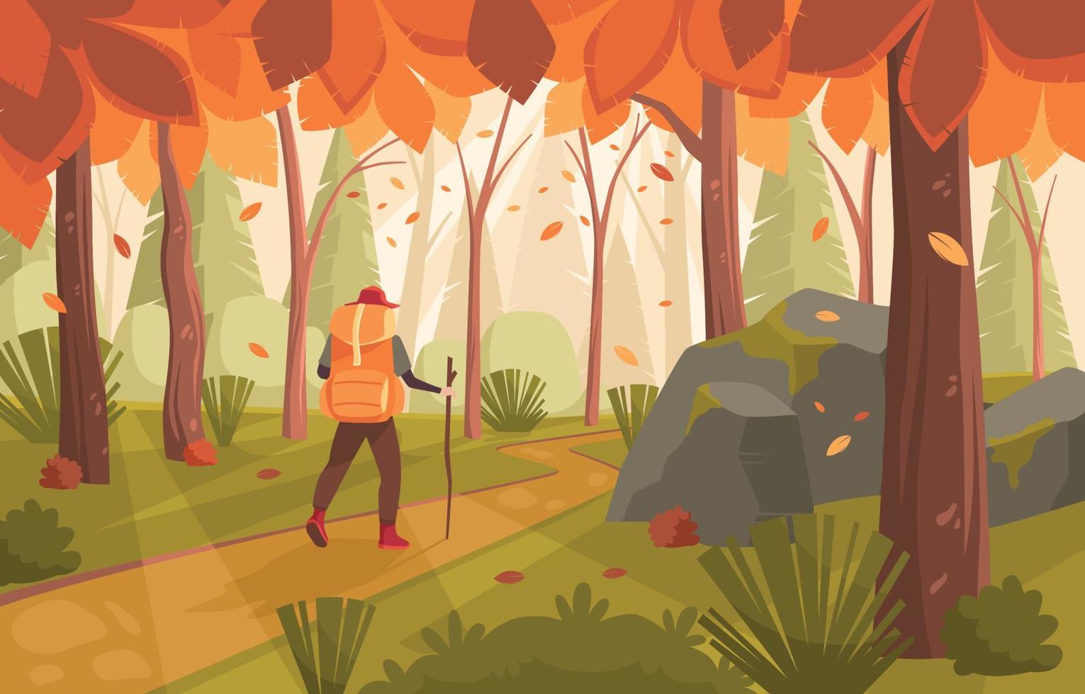 Outdoor Activity Hiking in Fall vector