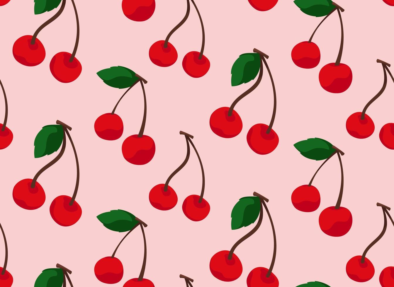 Seamless pattern with cherries. Texture with berries in cartoon style. vector