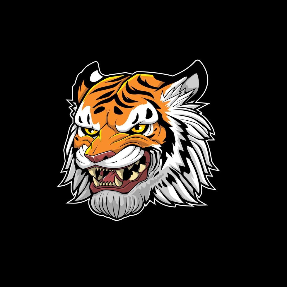 Diseño de ilustración de vector de lado de cabeza de tigre