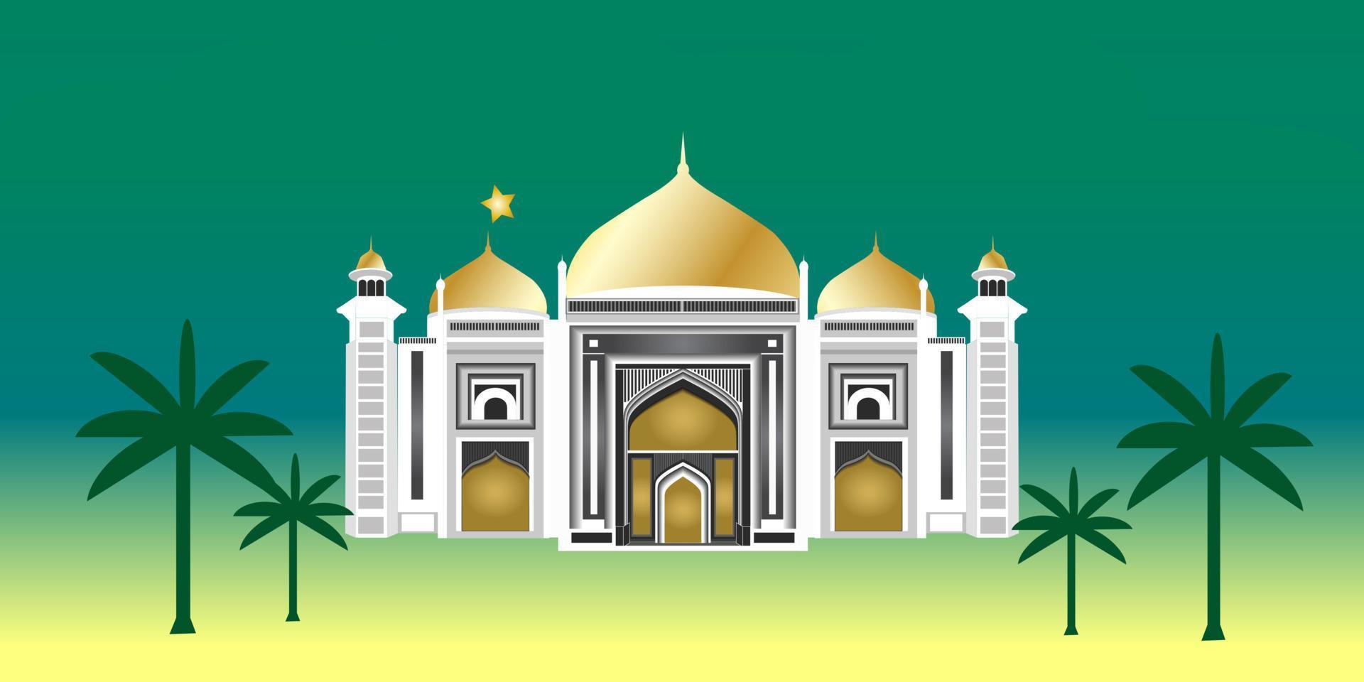 mosque background with golden  dome vector design