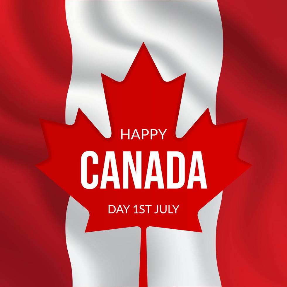 Happy Canada Day July 1st illustration on Canada flag background. Celebrating Canada independence day vector