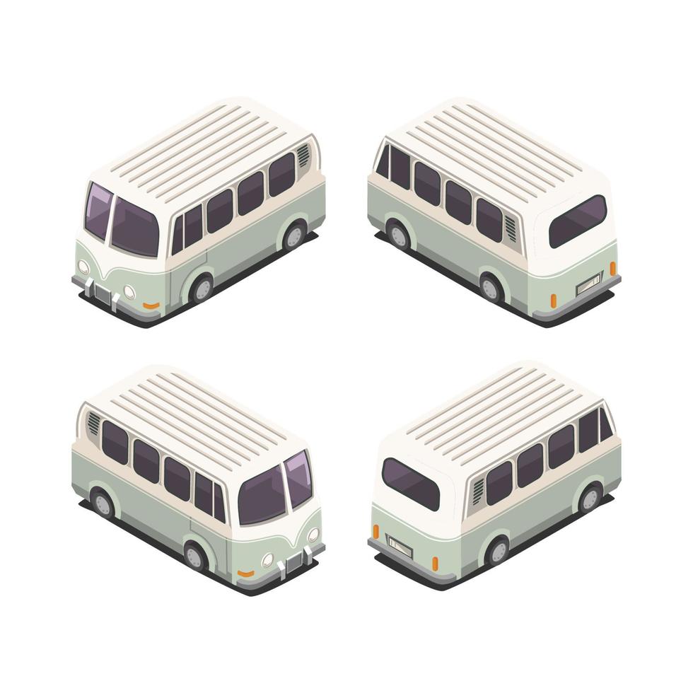 retro isometric van vector illustration design