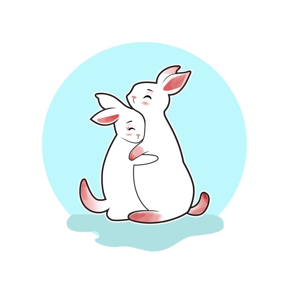 lovely rabbit hug vector illustration design