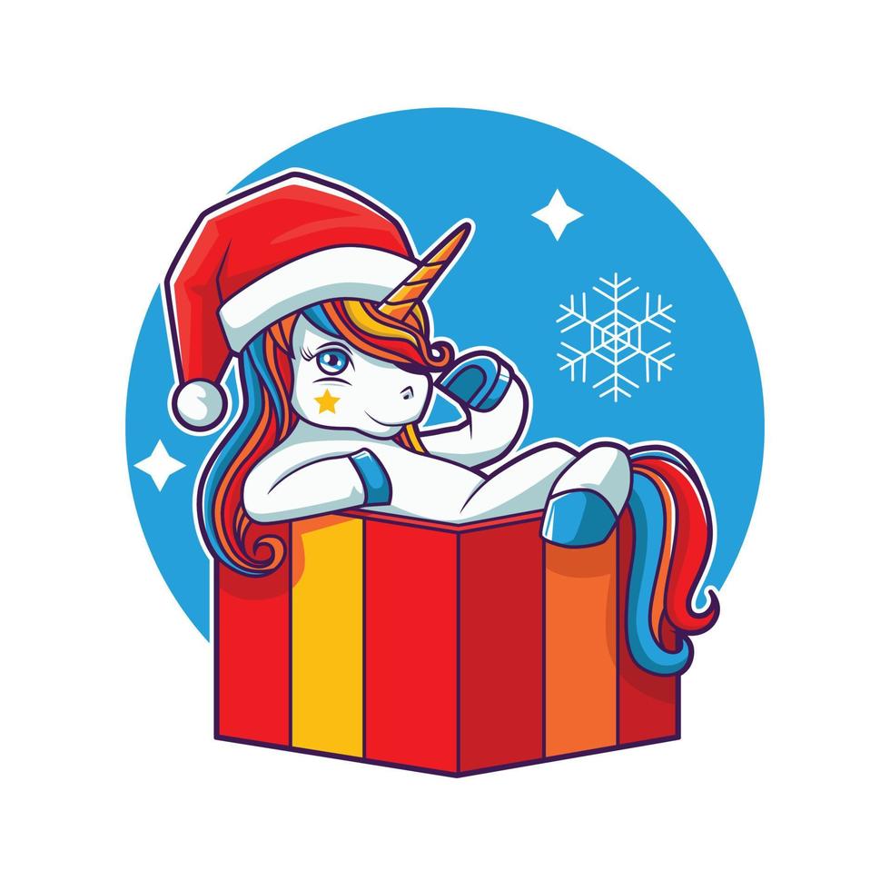 unicorn christmas cute vector illustration design