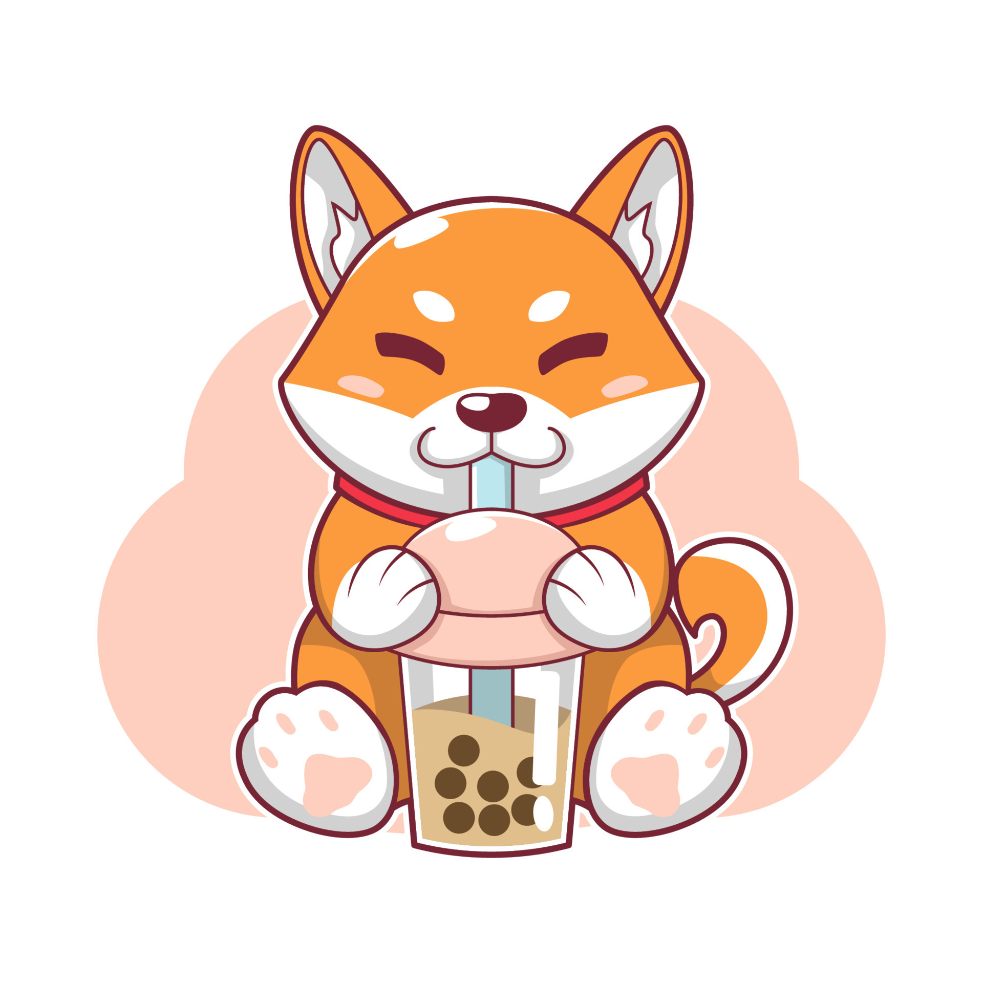 shiba inu drinking boba vector illustration design 8601821 Vector Art