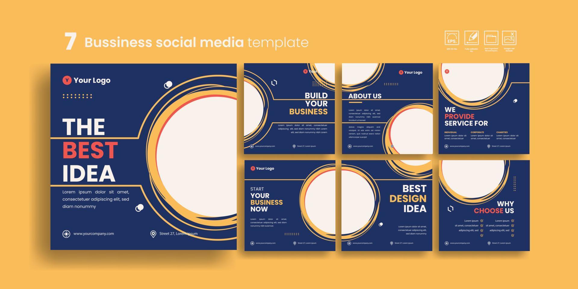 social media template set bundle vector design