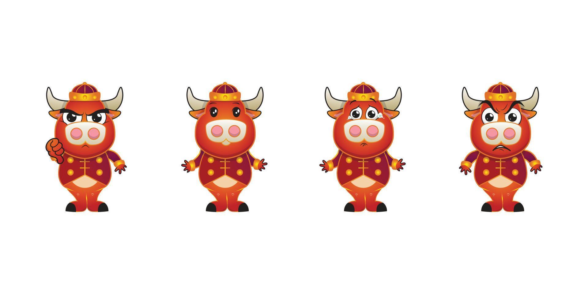 ox chinese zodiac emotion vector illustration design