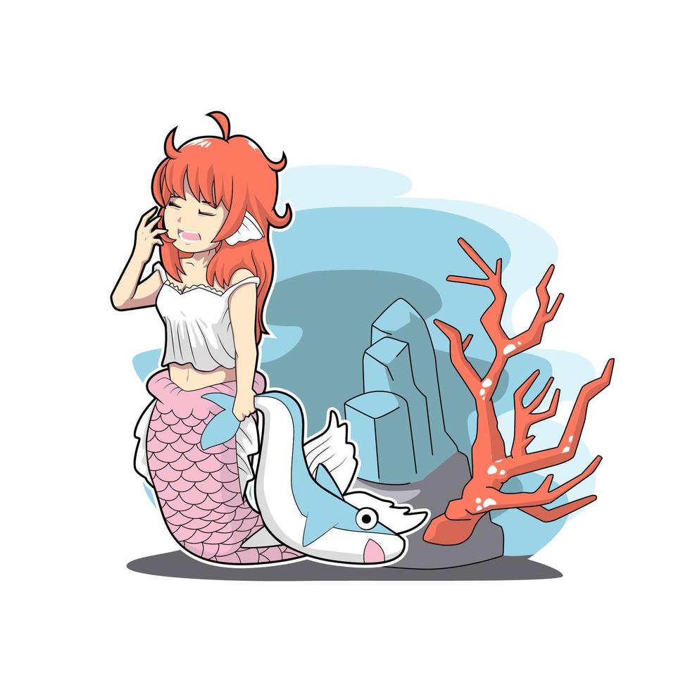 mermaid sleepy vector illustration cute design