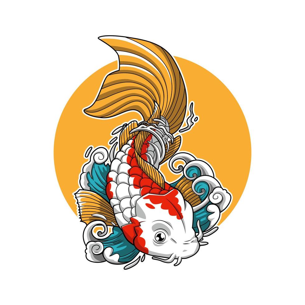 diseño de ilustración de vector de elemento de agua y peces koi