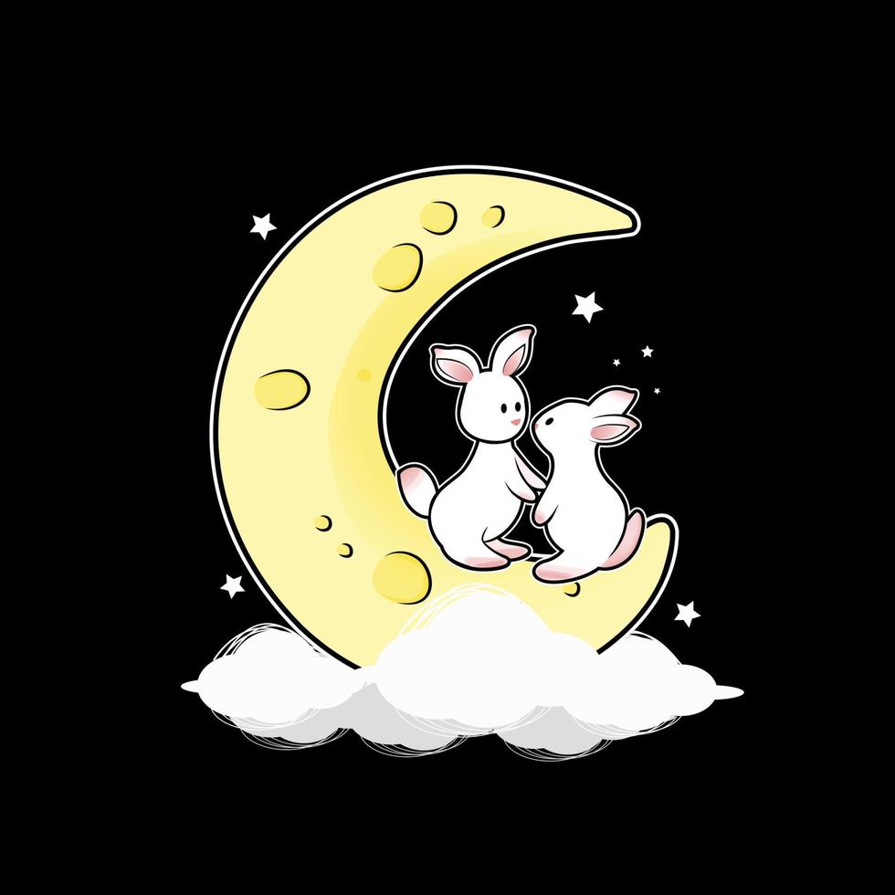 couple cute rabbit vector illustration design
