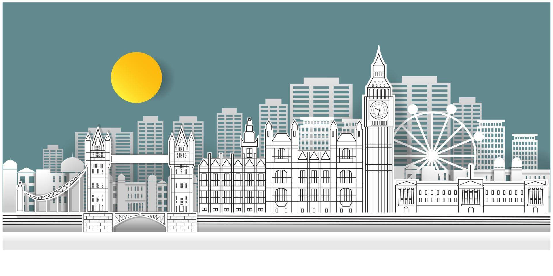 London lanscape papercut style vector illustration design