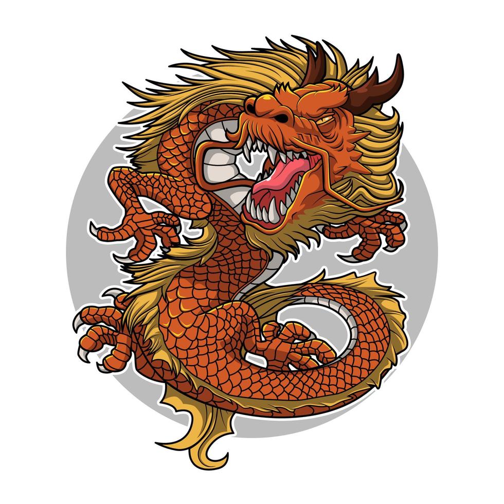 fire dragon illustration vector design