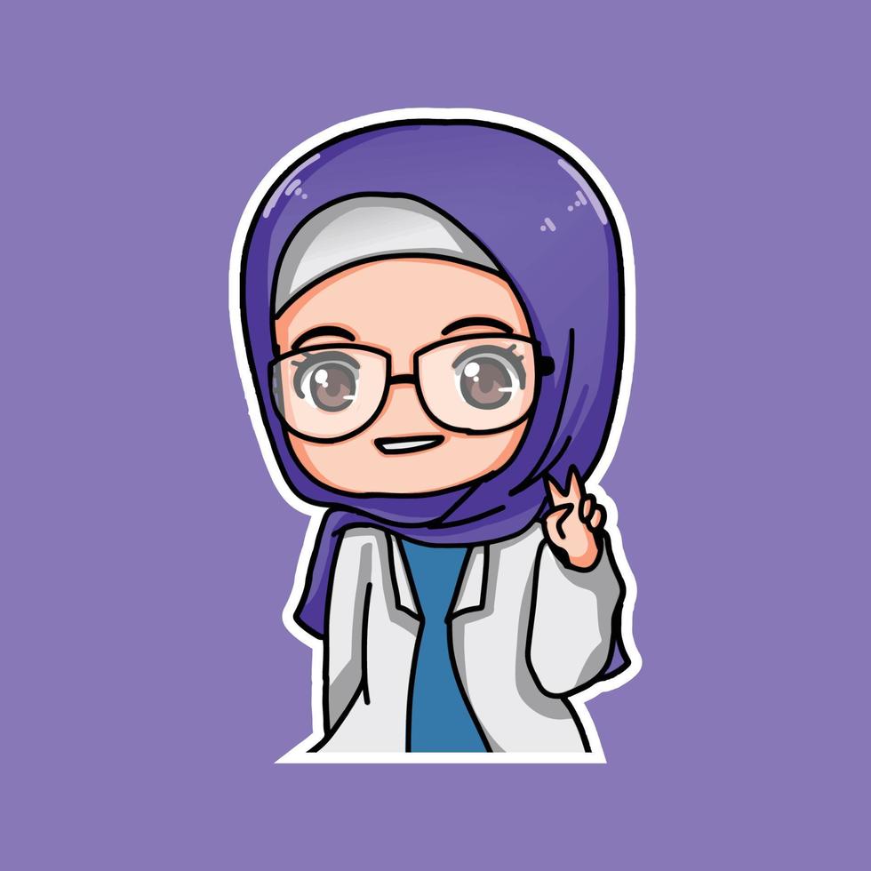 Cute Women Wearing Hijab vector