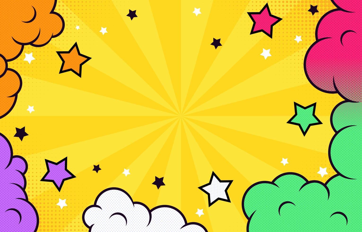 Colorful Stars And Clouds Pop Art Style vector