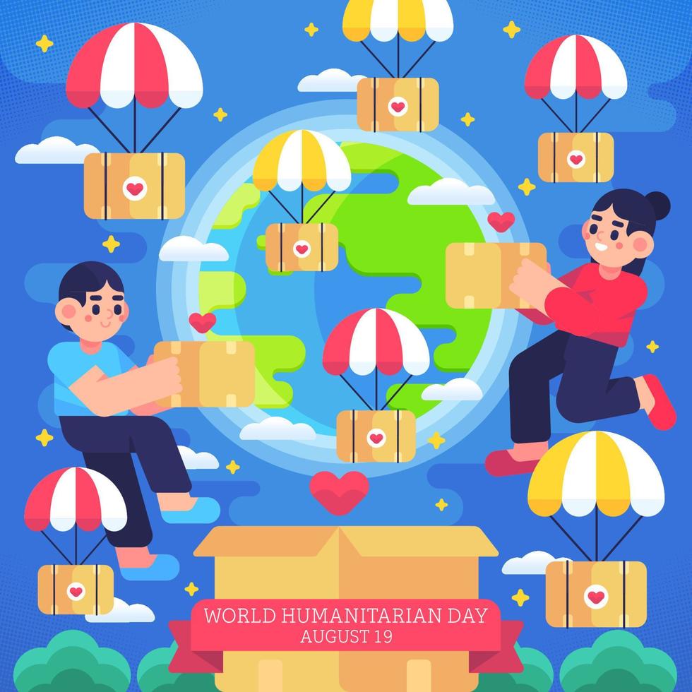 Couples Help On Humanitarian Day vector