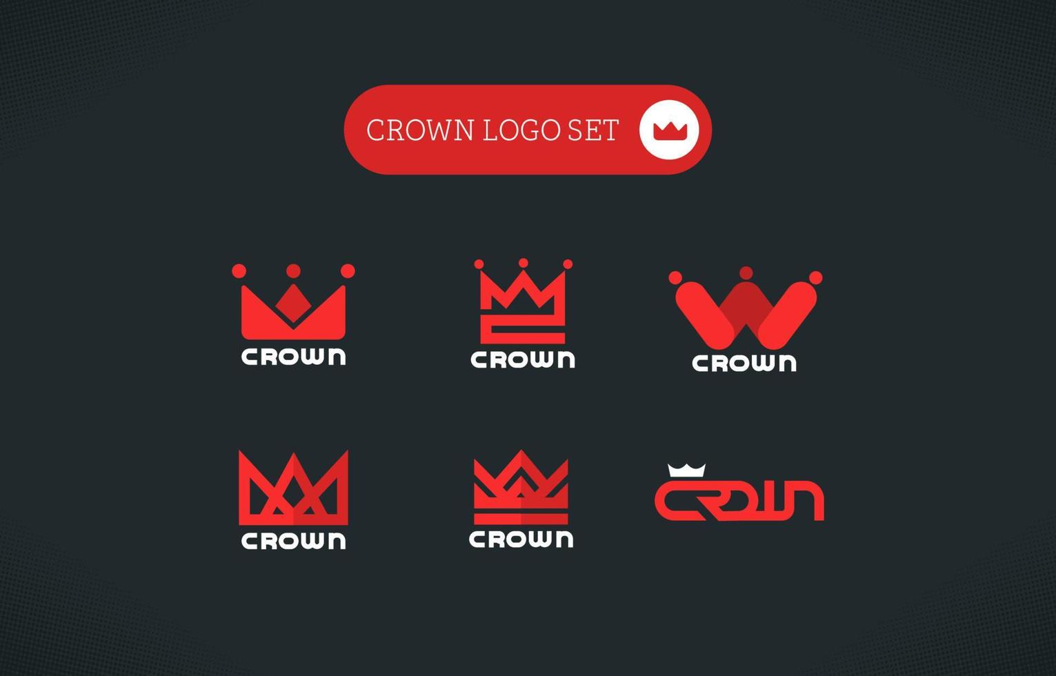 conjunto de logotipo de corona roja vector