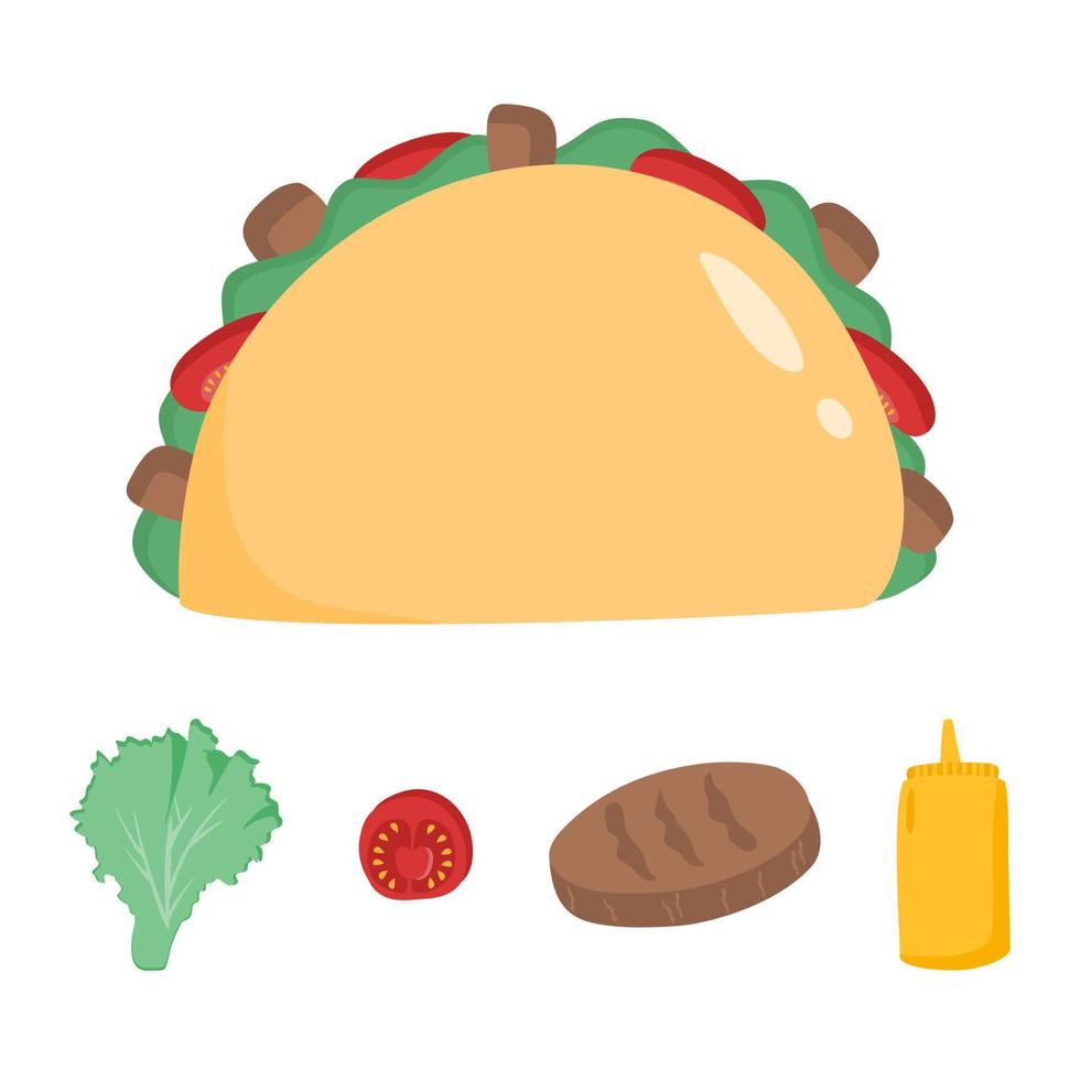 Hand drawn recipe tacos vector