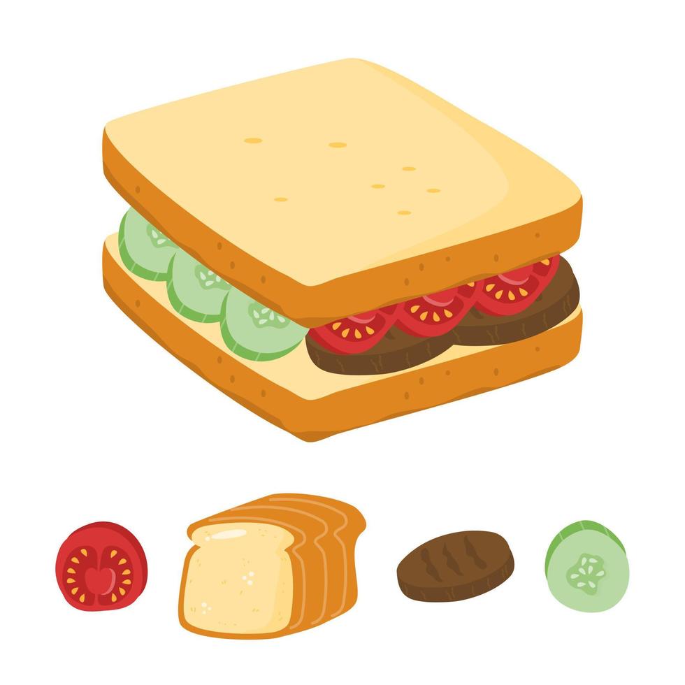 sándwich y tomates vector