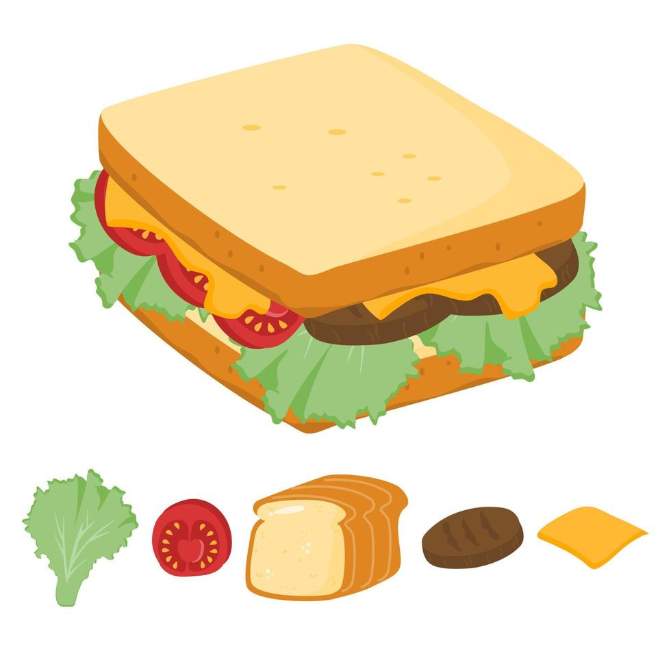 Fresh and tasty sandwich vector