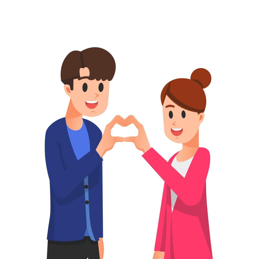 Lovers form a love sign with their hands vector