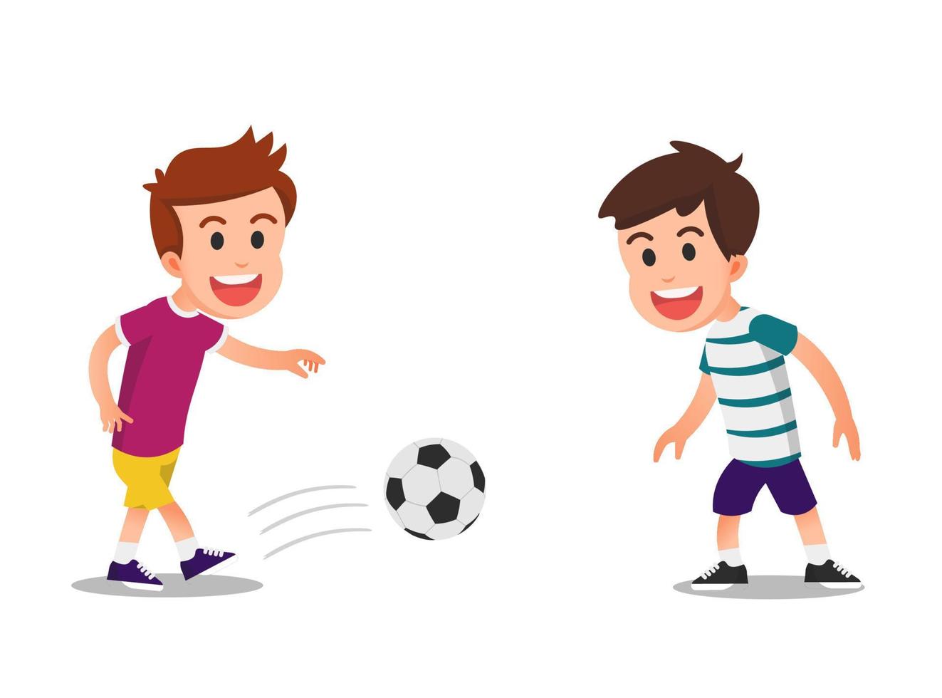 two excited boys playing football vector