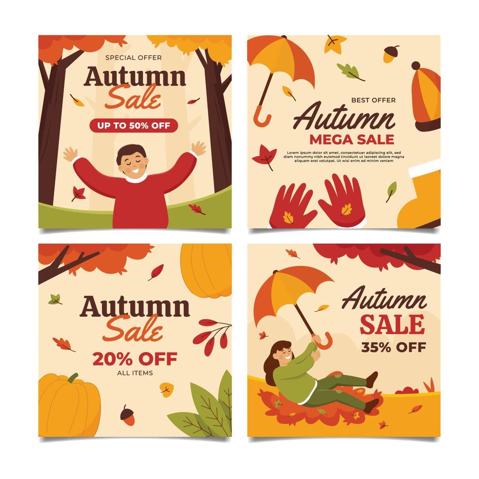 Autumn Sale Social Media Posts vector