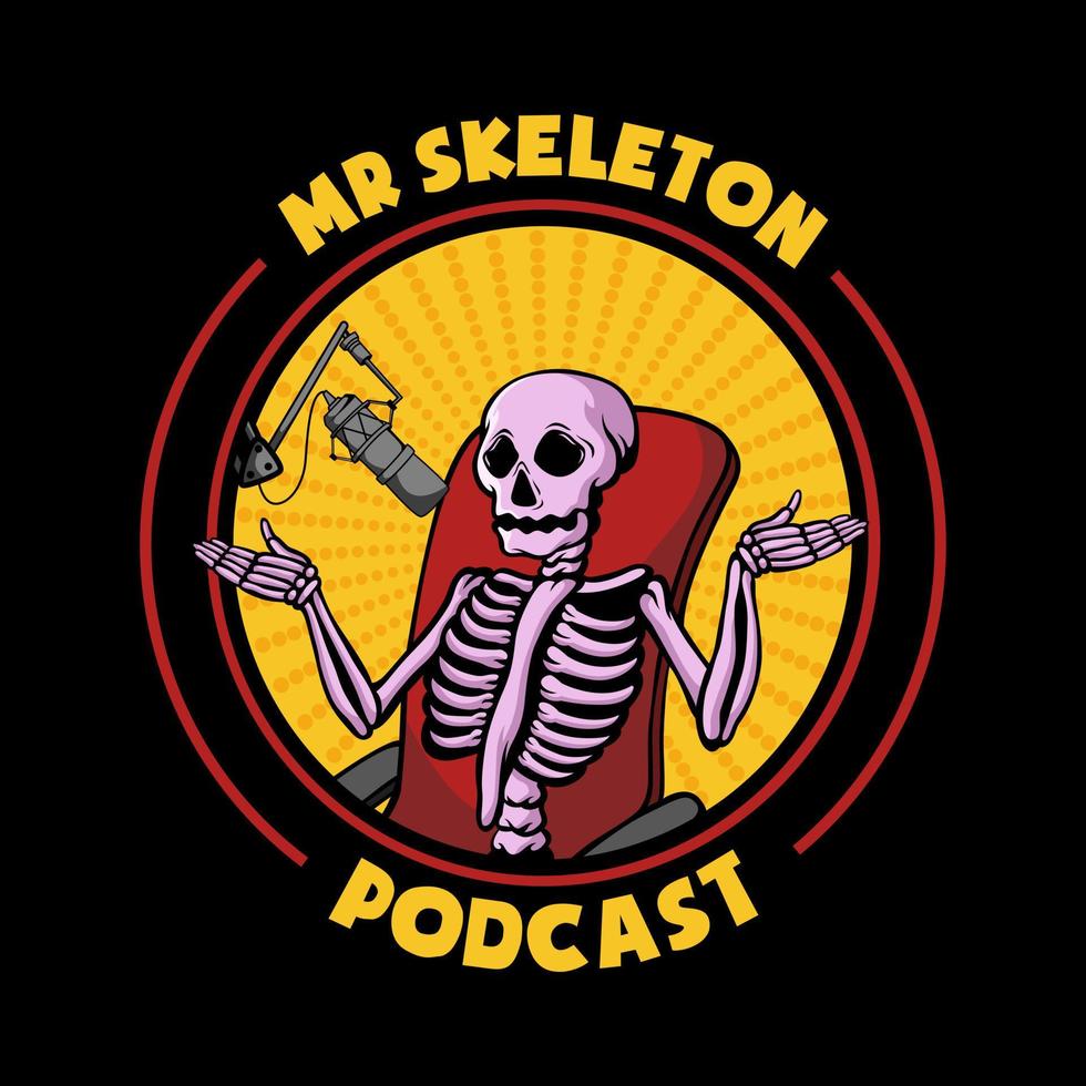 Mr Skeleton Podcast Illustration vector