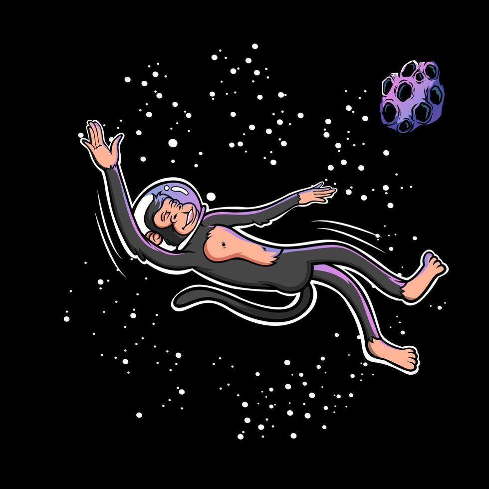 Illustration of an Ape Swimming in Space vector