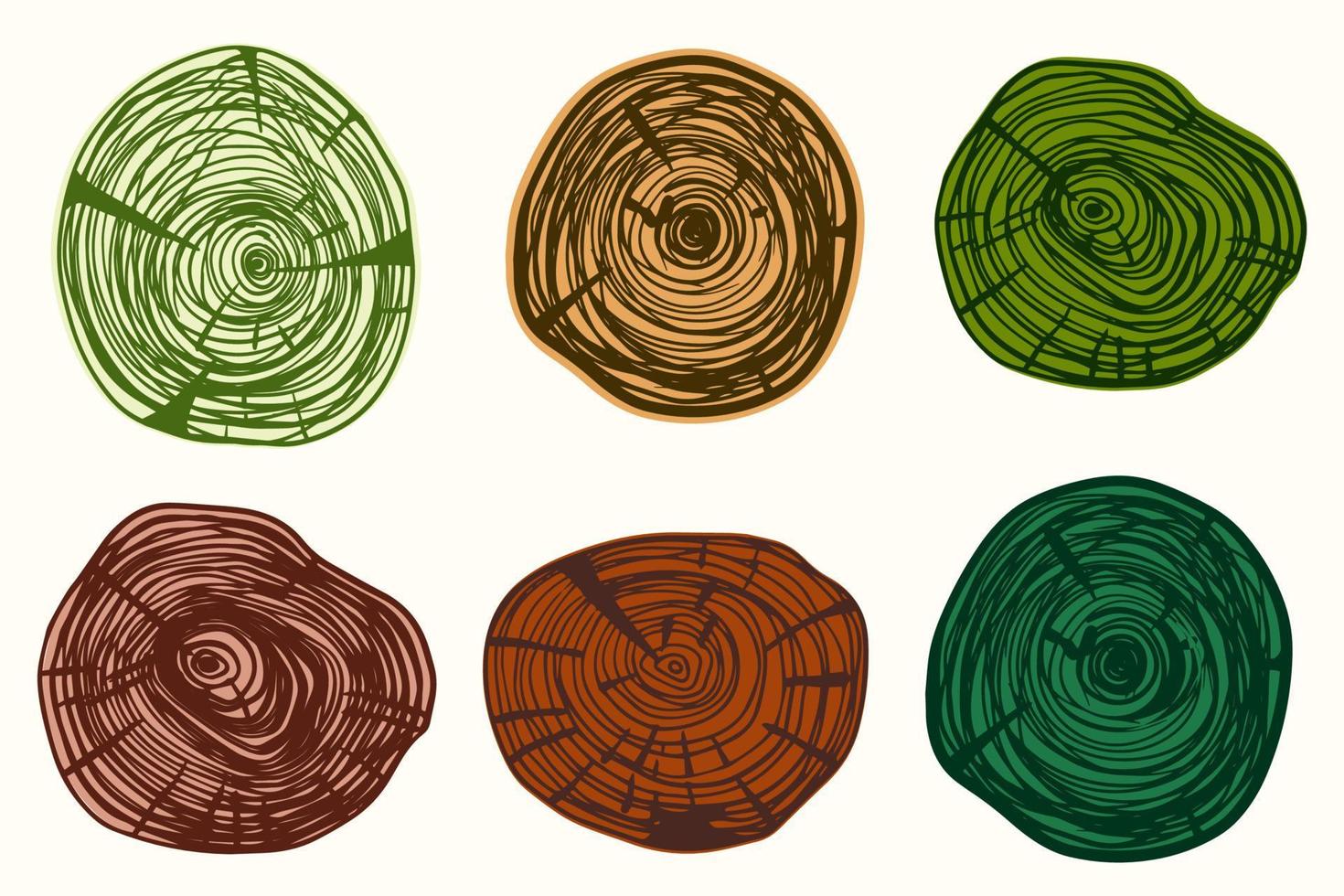 textura de madera conjunto de cortes de madera vector