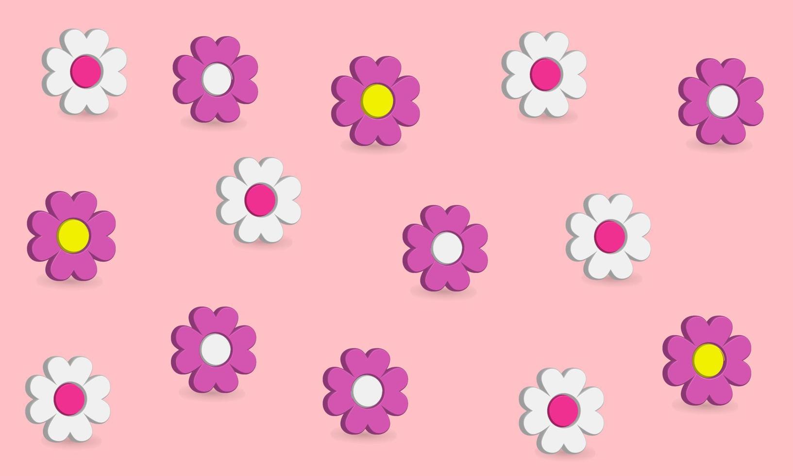 Patrón de fondo de icono de flor 3d con colores púrpura, rosa y blanco. tema de la naturaleza mejor para la decoración de sus imágenes de propiedad vector