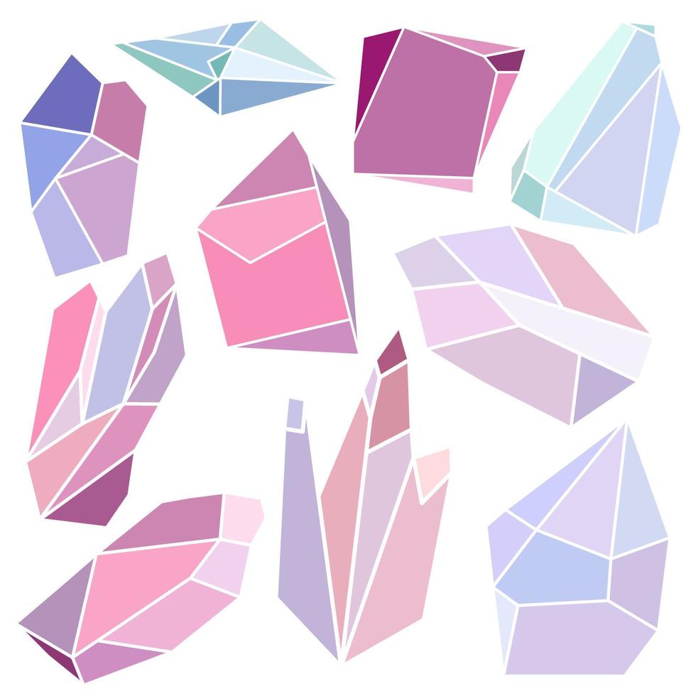 Set of abstract Crystal. Cute stones. vector